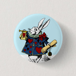 Alice in Wonderland White Rabbit Button Style #1