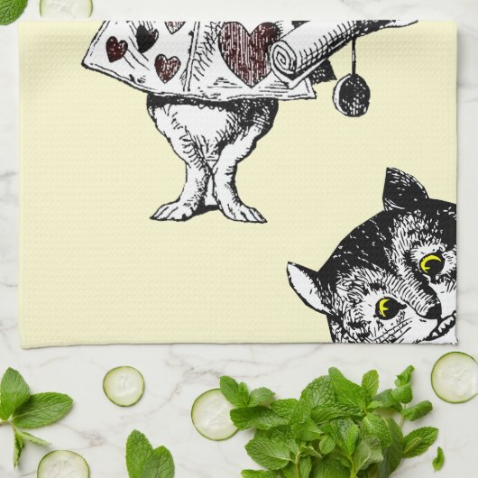 Alice in Wonderland White Rabbit Cheshire Cat Theedoek (Gevouwen)