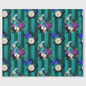 Alice in Wonderland White Rabbit Clock Cadeaupapier (Vlak)