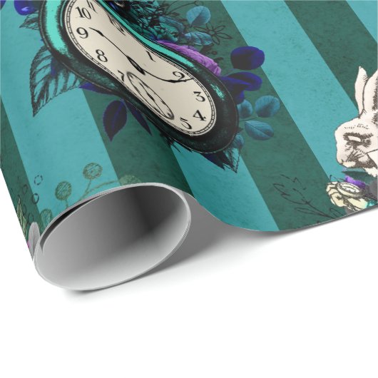 Alice in Wonderland White Rabbit Clock Cadeaupapier (Rol Hoek)