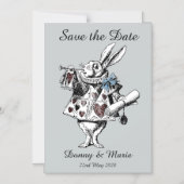  Alice in Wonderland White Rabbit Date Card Magnetische Uitnodiging (Voorkant)