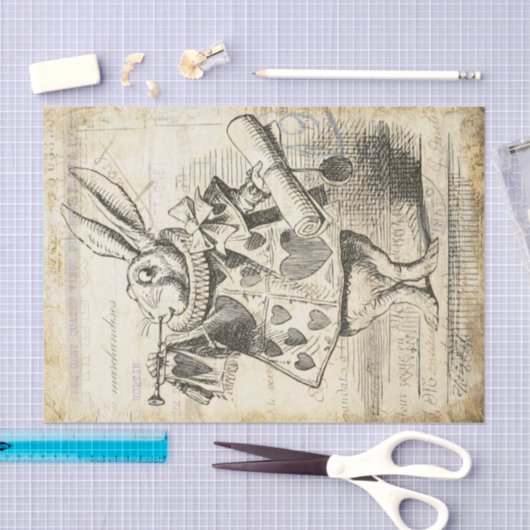 Alice in Wonderland White Rabbit Decoupage Tissuepapier (Craft)