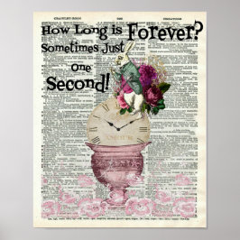 Alice in Wonderland White Rabbit Dictionary Art Poster