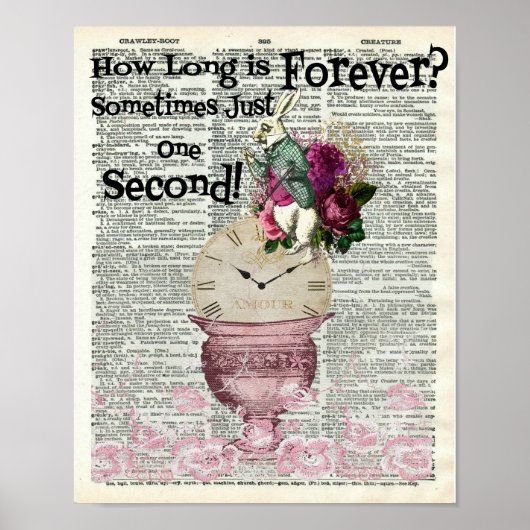 Alice in Wonderland White Rabbit Dictionary Art Poster (Voorkant)