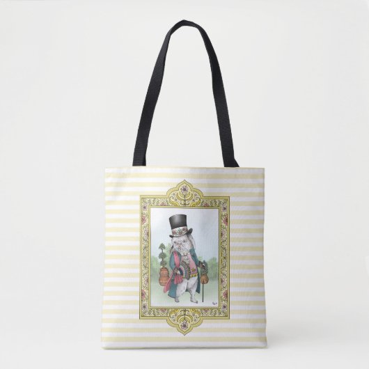 Alice in Wonderland White Rabbit Easter Egg Basket Tote Bag (Voorkant)