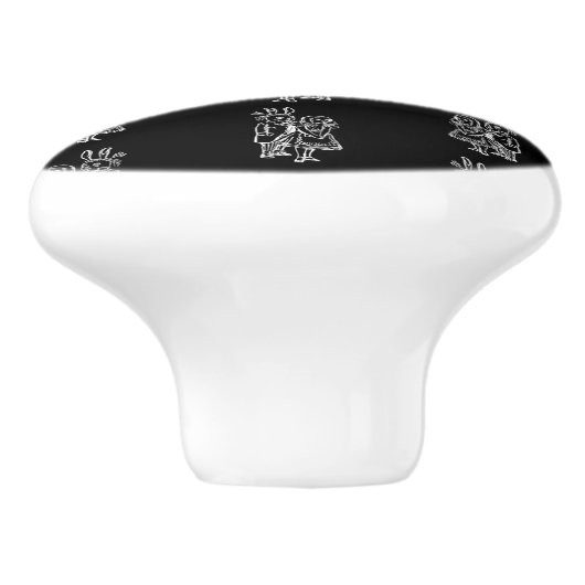 Alice in Wonderland White Rabbit en Alice Pattern Keramische Knop (Zijkant)