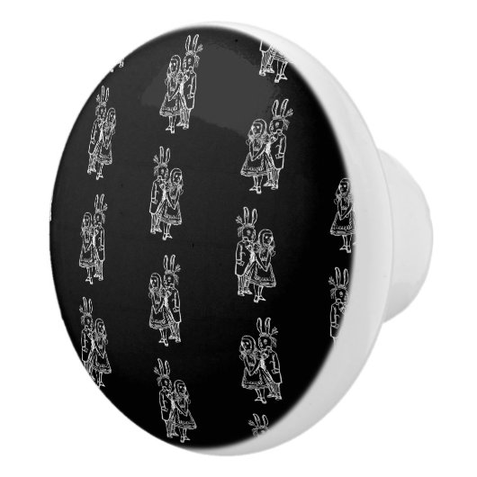 Alice in Wonderland White Rabbit en Alice Pattern Keramische Knop (Rechts)