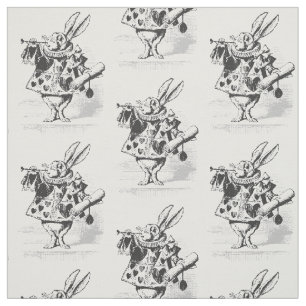 Alice in Wonderland White Rabbit Fabric Stof