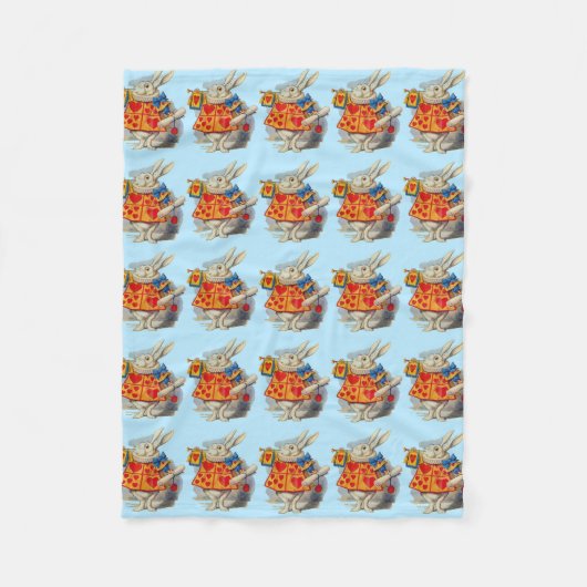 Alice in Wonderland White Rabbit Fleece Deken (Voorkant)