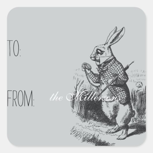 Alice in Wonderland White Rabbit Gift Label (Voorkant)