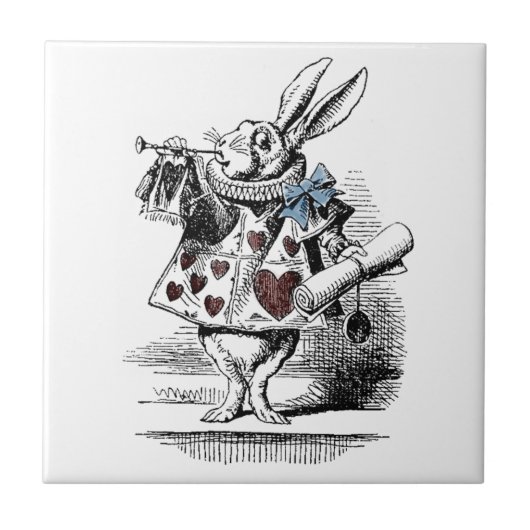 Alice in Wonderland White Rabbit Gift Tile Tegeltje (Voorkant)