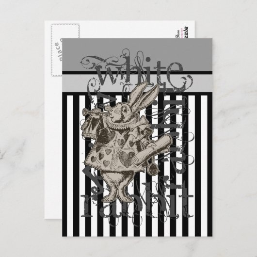 Alice in Wonderland White Rabbit Grunge Briefkaart (Voorkant / Achterkant)
