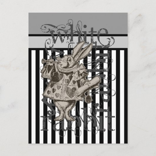 Alice in Wonderland White Rabbit Grunge Briefkaart (Voorkant)