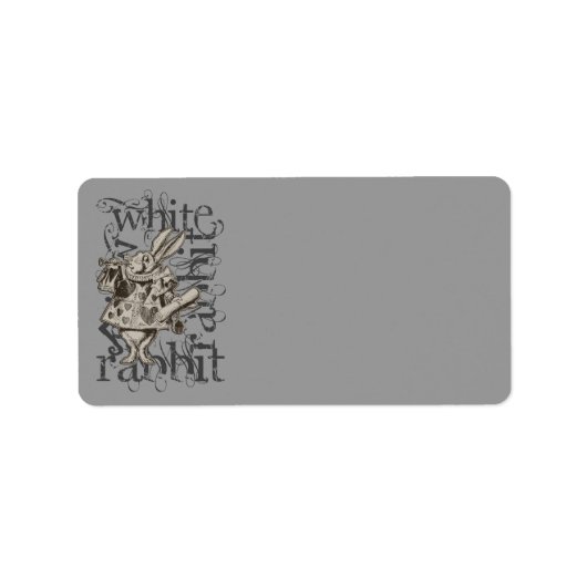 Alice in Wonderland White Rabbit Grunge Etiket (Voorkant)