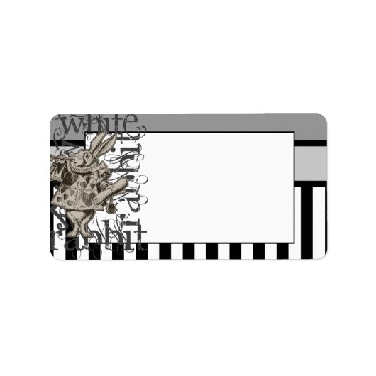 Alice in Wonderland White Rabbit Grunge Etiket (Voorkant)