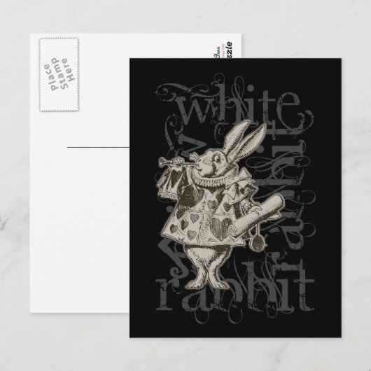 Alice in Wonderland White Rabbit Grunge (Single) Briefkaart (Voorkant / Achterkant)