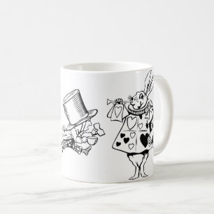 Alice in Wonderland White Rabbit Hearts Mad Hatter Koffiemok