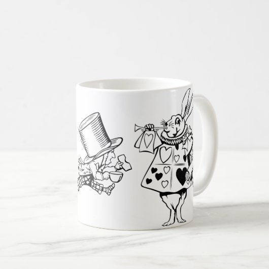 Alice in Wonderland White Rabbit Hearts Mad Hatter Koffiemok (Voorkant rechts)