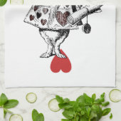 Alice in Wonderland White Rabbit Hearts Tea Towel Theedoek (Gevouwen)