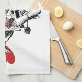 Alice in Wonderland White Rabbit Hearts Tea Towel Theedoek (Quarter Fold)