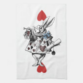 Alice in Wonderland White Rabbit Hearts Tea Towel Theedoek (Verticaal)