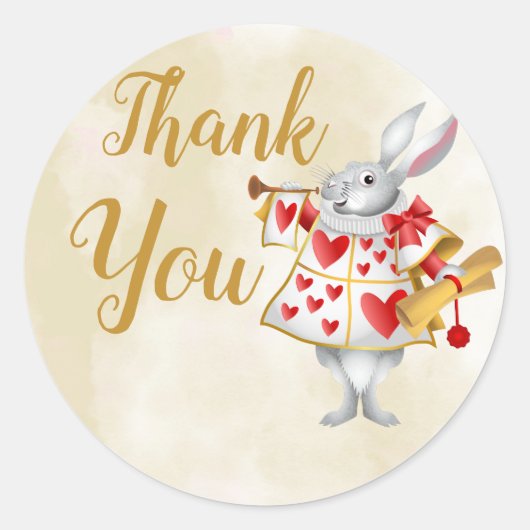 Alice in Wonderland White Rabbit Herald Dankuwel Ronde Sticker (Voorkant)
