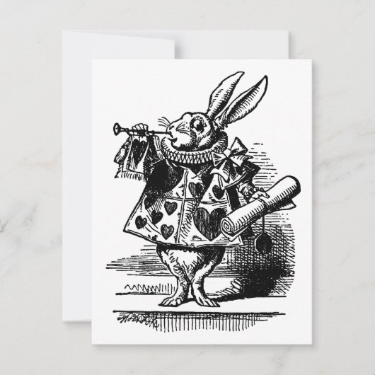 Alice in Wonderland White Rabbit Herald Invitation Kaart (Voorkant)