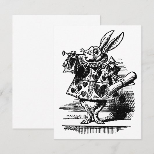 Alice in Wonderland White Rabbit Herald Invitation Kaart (Voorkant / Achterkant)