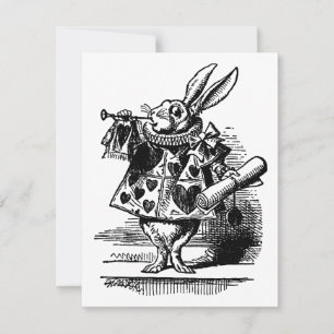 Alice in Wonderland White Rabbit Herald Invitation Kaart