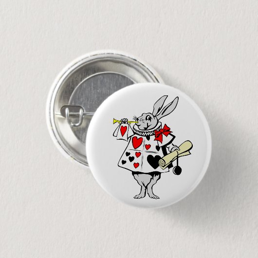 Alice in Wonderland White Rabbit Herald Ronde Button 3,2 Cm (Voorkant /achterkant)