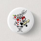 Alice in Wonderland White Rabbit Herald Ronde Button 3,2 Cm (Voorkant)