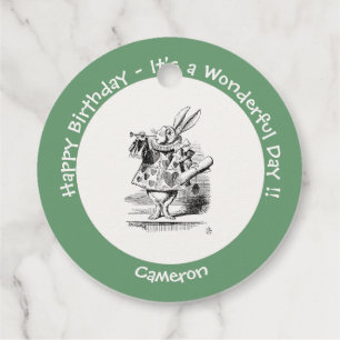 Alice in Wonderland White Rabbit Herald Verjaardag Bedankjes Labels