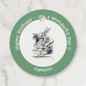 Alice in Wonderland White Rabbit Herald Verjaardag Bedankjes Labels (Voorkant)