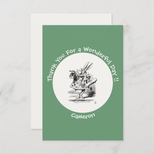 Alice in Wonderland White Rabbit Herald Verjaardag Bedankkaart (Voorkant / Achterkant)