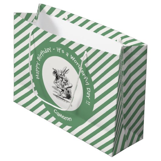 Alice in Wonderland White Rabbit Herald Verjaardag Groot Cadeauzakje (Voorkant Gekanteld)