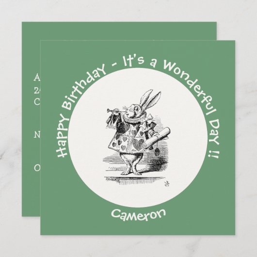 Alice in Wonderland White Rabbit Herald Verjaardag Kaart (Voorkant / Achterkant)