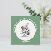 Alice in Wonderland White Rabbit Herald Verjaardag Kaart (Staand voorkant)