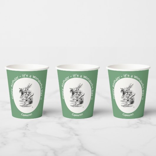 Alice in Wonderland White Rabbit Herald Verjaardag Papieren Bekers (Multi)