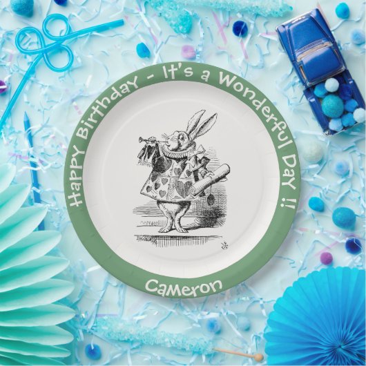 Alice in Wonderland White Rabbit Herald Verjaardag Papieren Bordje (Feest)