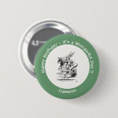 Alice in Wonderland White Rabbit Herald Verjaardag Ronde Button 5,7 Cm (Voorkant /achterkant)