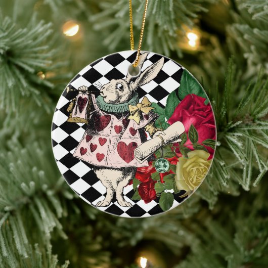 Alice in Wonderland White Rabbit Keramisch Ornament (Boom)