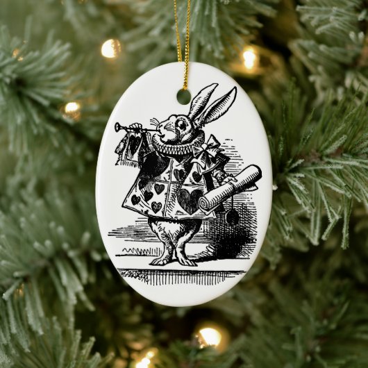 Alice in Wonderland, White Rabbit Keramisch Ornament (Boom)