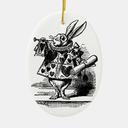 Alice in Wonderland, White Rabbit Keramisch Ornament (Voorkant)