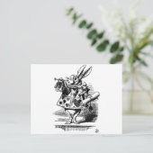 Alice in Wonderland White Rabbit met Trumpet Briefkaart (Staand voorkant)