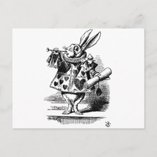 Alice in Wonderland White Rabbit met Trumpet Briefkaart