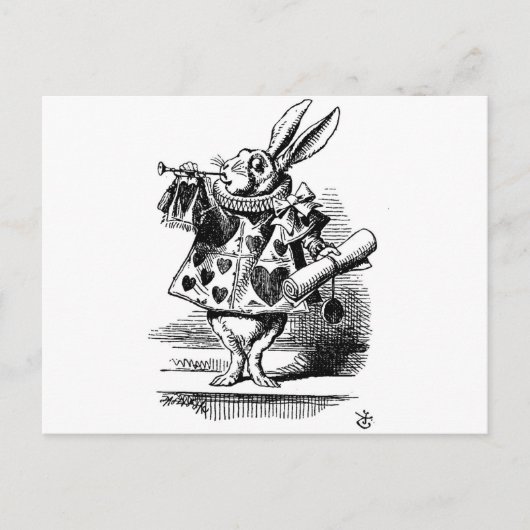 Alice in Wonderland White Rabbit met Trumpet Briefkaart (Voorkant)