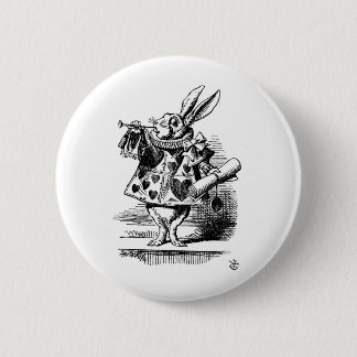 Alice in Wonderland White Rabbit met Trumpet Ronde Button 5,7 Cm