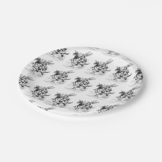 Alice in Wonderland White Rabbit Paper Borden Papieren Bordje (Gekanteld)