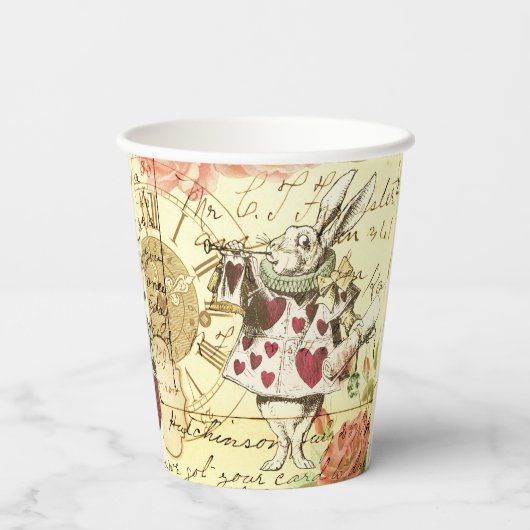 Alice in Wonderland White Rabbit Papieren Bekers (Achterkant)