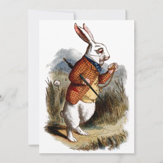 Alice in Wonderland White Rabbit Personalize Aankondiging (Voorkant)